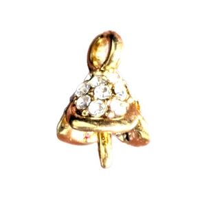 Gold Pendant with Clear Gemstones and Triangular Design